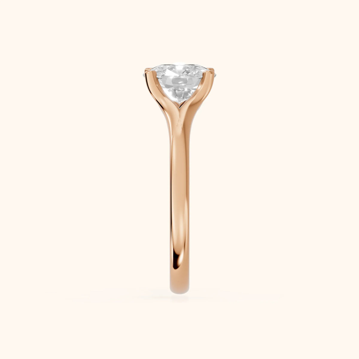 Nell Split Shank Solitaire Cushion Diamond Engagement Ring in Rose Gold - SideView.webp