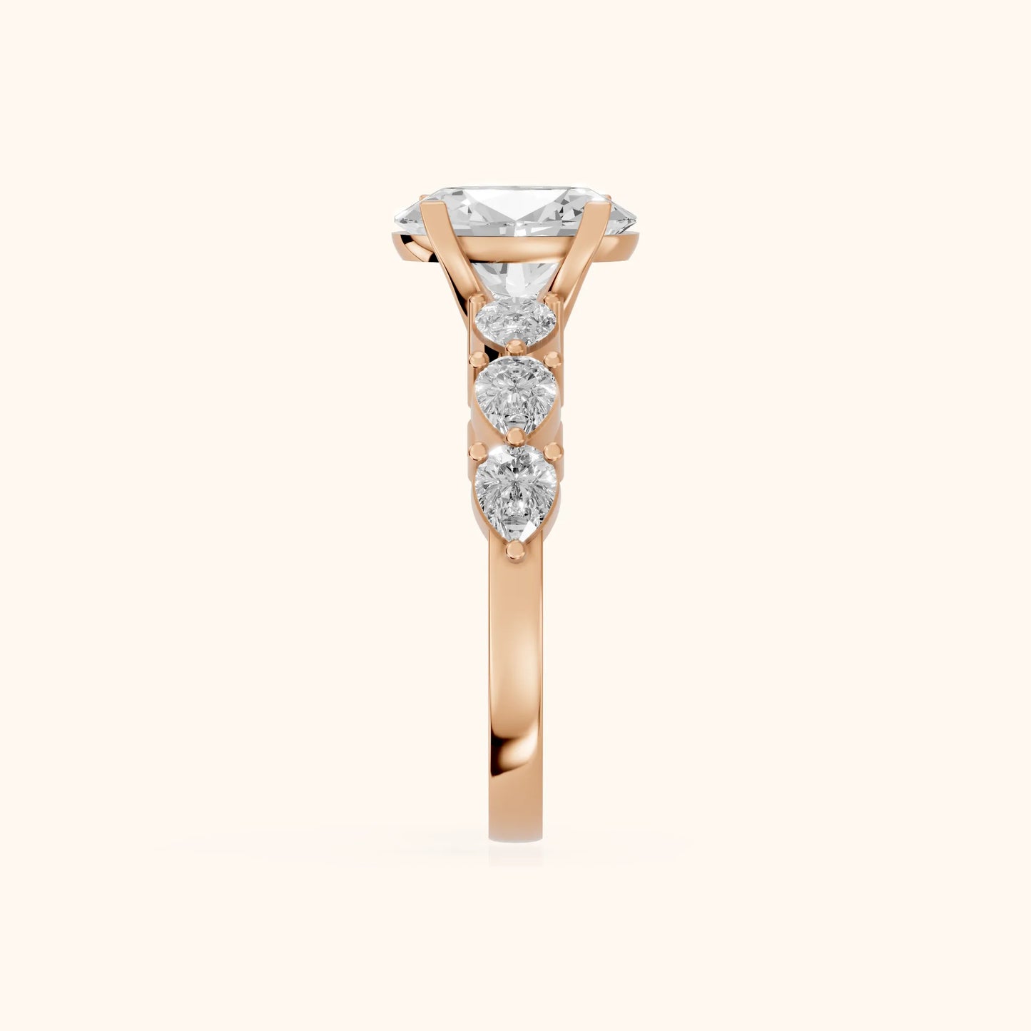 Iris Oval Diamond Bridal Set in Rose Gold - SideView