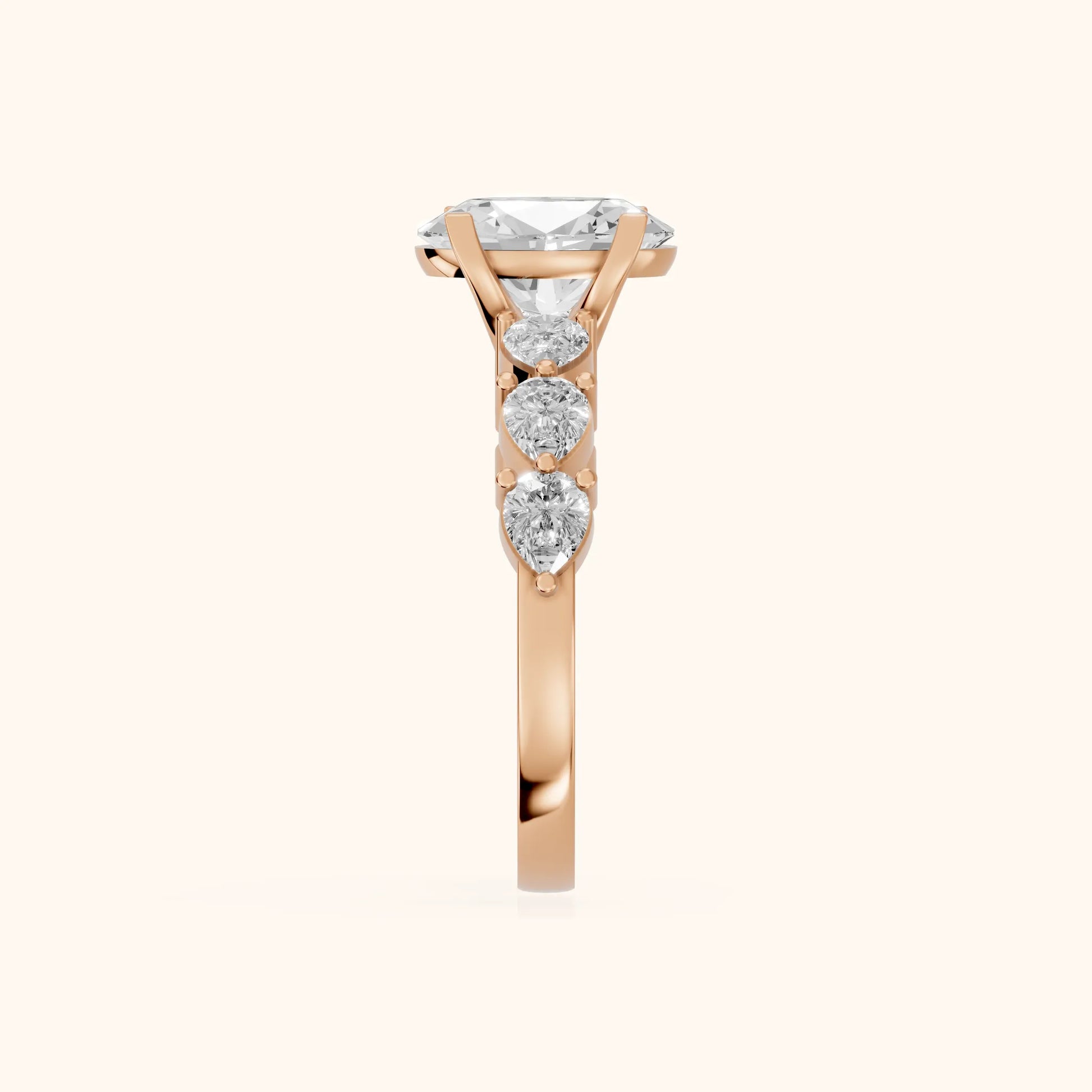 Iris Oval Diamond Bridal Set in Rose Gold - SideView