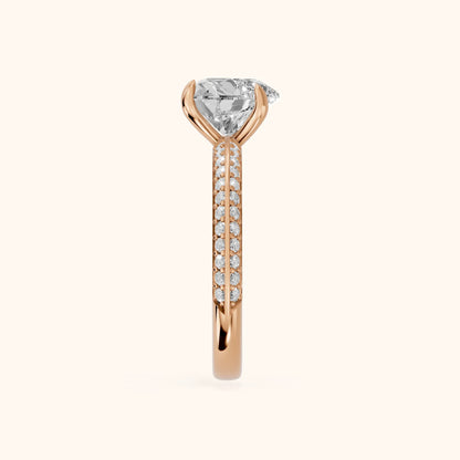 Meredith Knife Edge Pavé Heart Diamond Engagement Ring in Rose Gold - SideView.webp