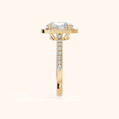 Mabel Halo French Pavé Oval Diamond Engagement Ring in Yellow Gold - SideView.webp