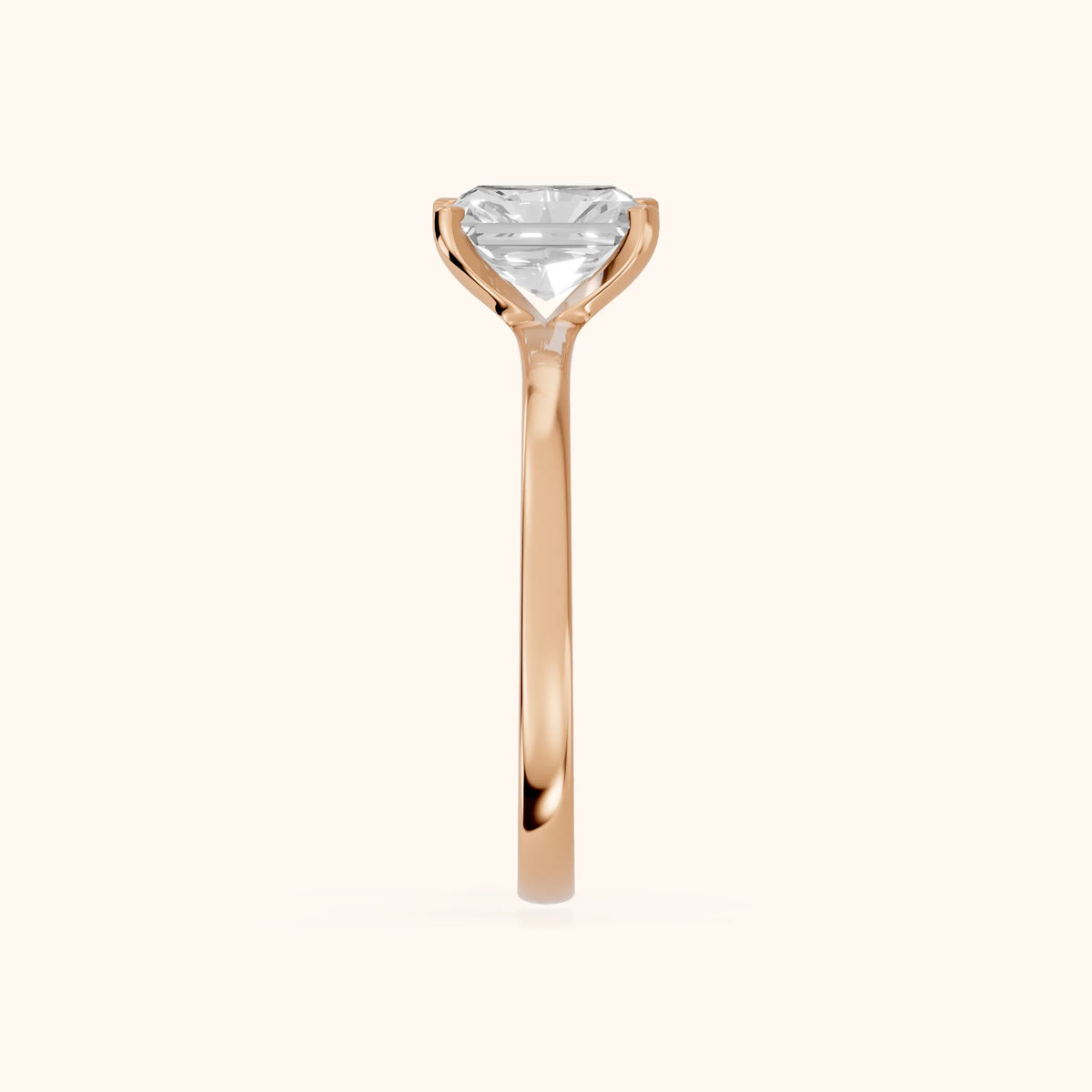Matilda Cathedral Solitaire Radiant Diamond Engagement Ring in Rose Gold - SideView.webp