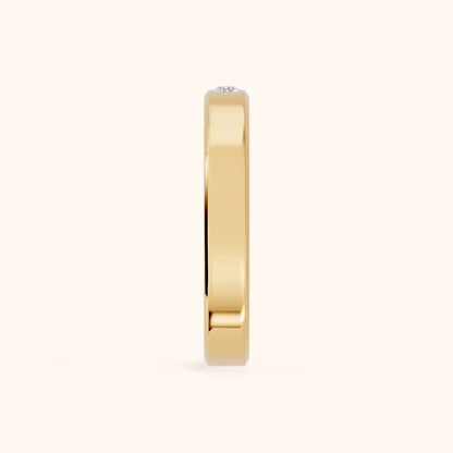 Kiara Classic Bezel Round Diamond Wedding Band in Yellow Gold - SideView