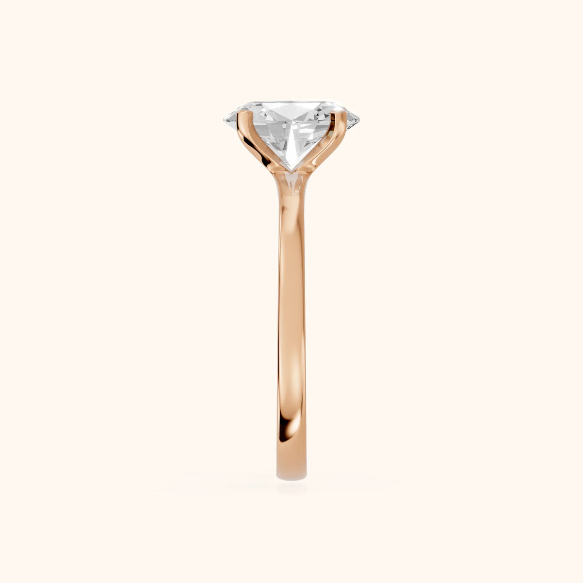 Matilda Cathedral Solitaire Oval Diamond Engagement Ring in Rose Gold - SideView.webp
