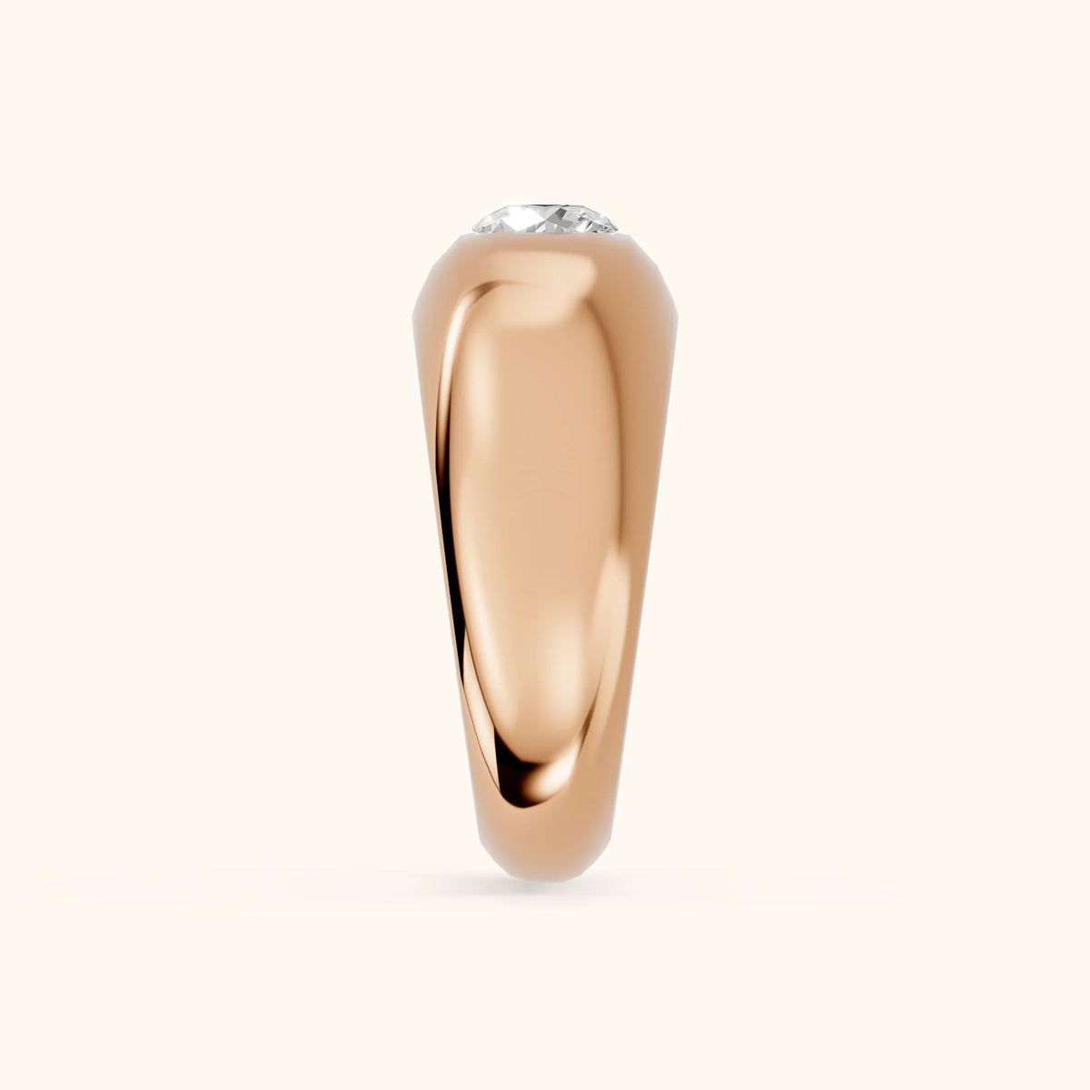 Noelle Bezel Round Diamond Wedding Band in Rose Gold - SideView
