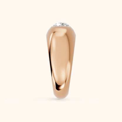Noelle Bezel Round Diamond Wedding Band in Rose Gold - SideView