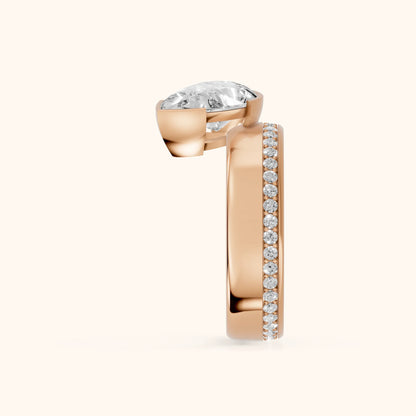 Summer Partial Bezel Pavé Pear Diamond Engagement Ring in Rose Gold - SideView.webp
