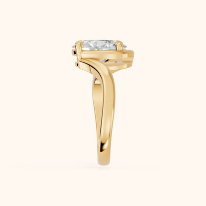 Margaux Bypass Solitaire Oval Diamond Engagement Ring in Yellow Gold - SideView.webp