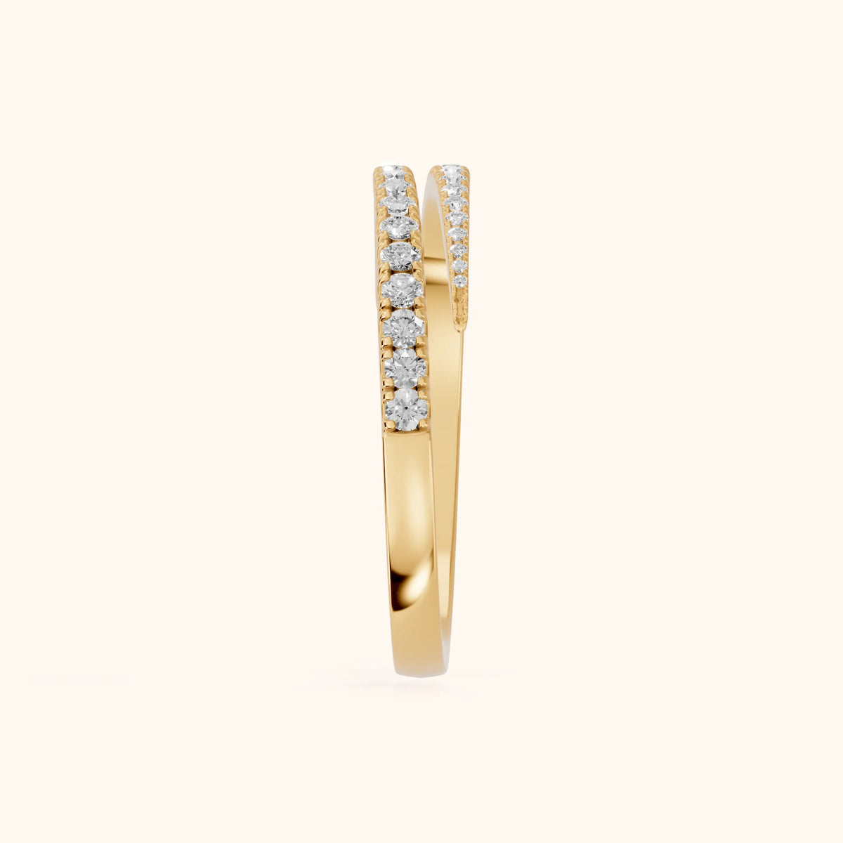 Mina Bypass Round Diamond Wedding Band in Yellow Gold - SideView