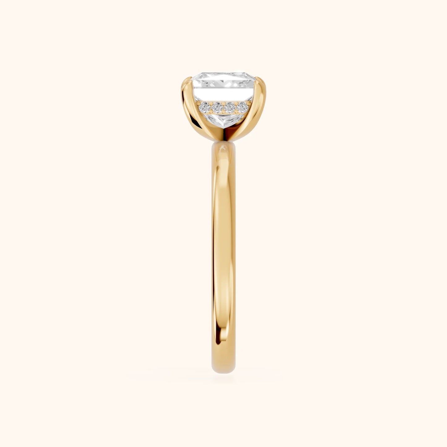Charlotte Charm Solitaire Princess Diamond Engagement Ring in Yellow Gold - SideView