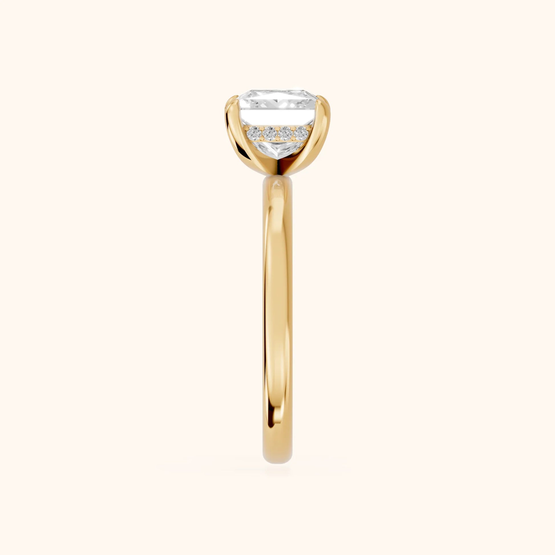 Charlotte Charm Solitaire Princess Diamond Engagement Ring in Yellow Gold - SideView