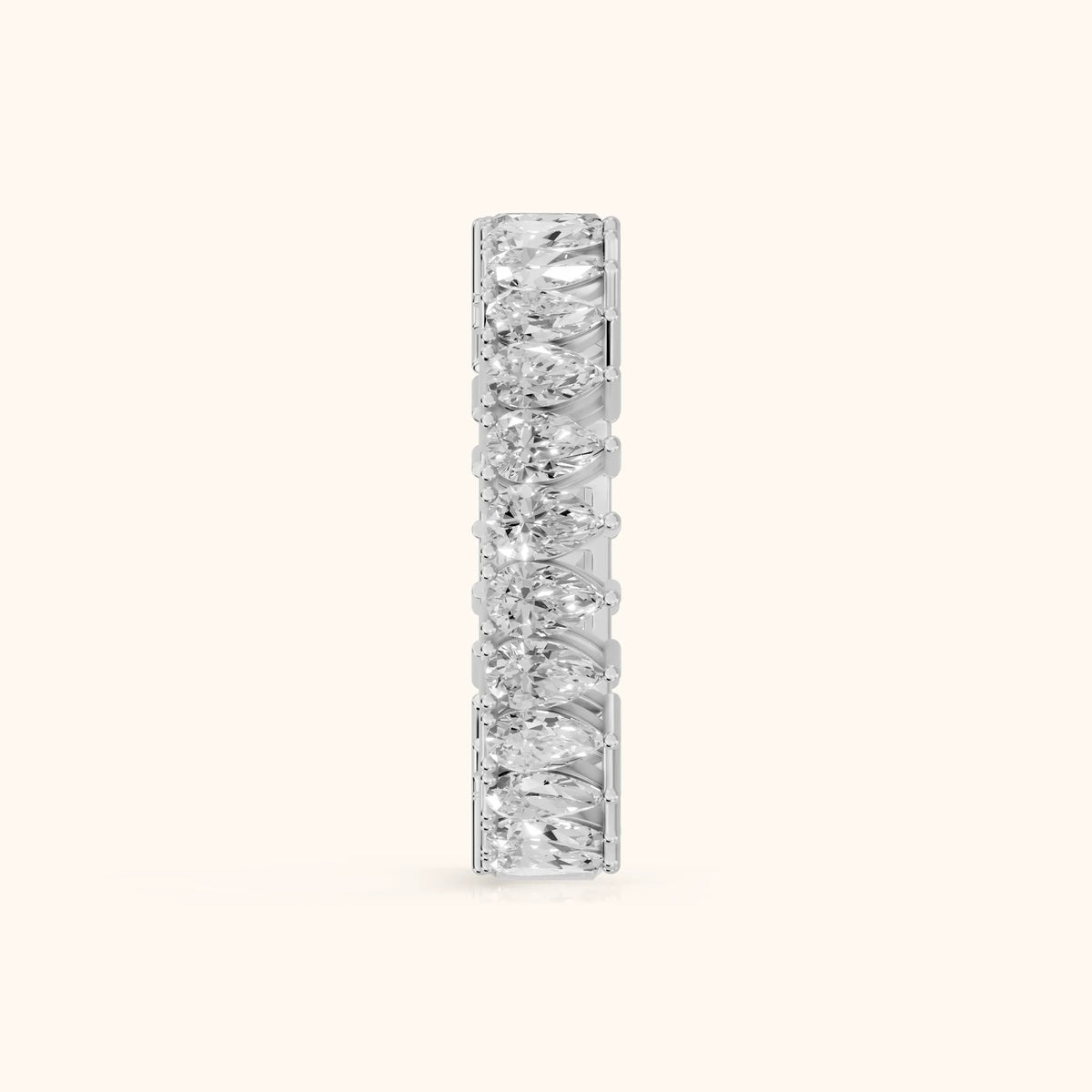 Nuria Shared Prong Pear & Baguette Diamond Eternity Band in Silver - SideView