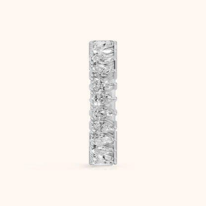 Nuria Shared Prong Pear & Baguette Diamond Eternity Band in Silver - SideView