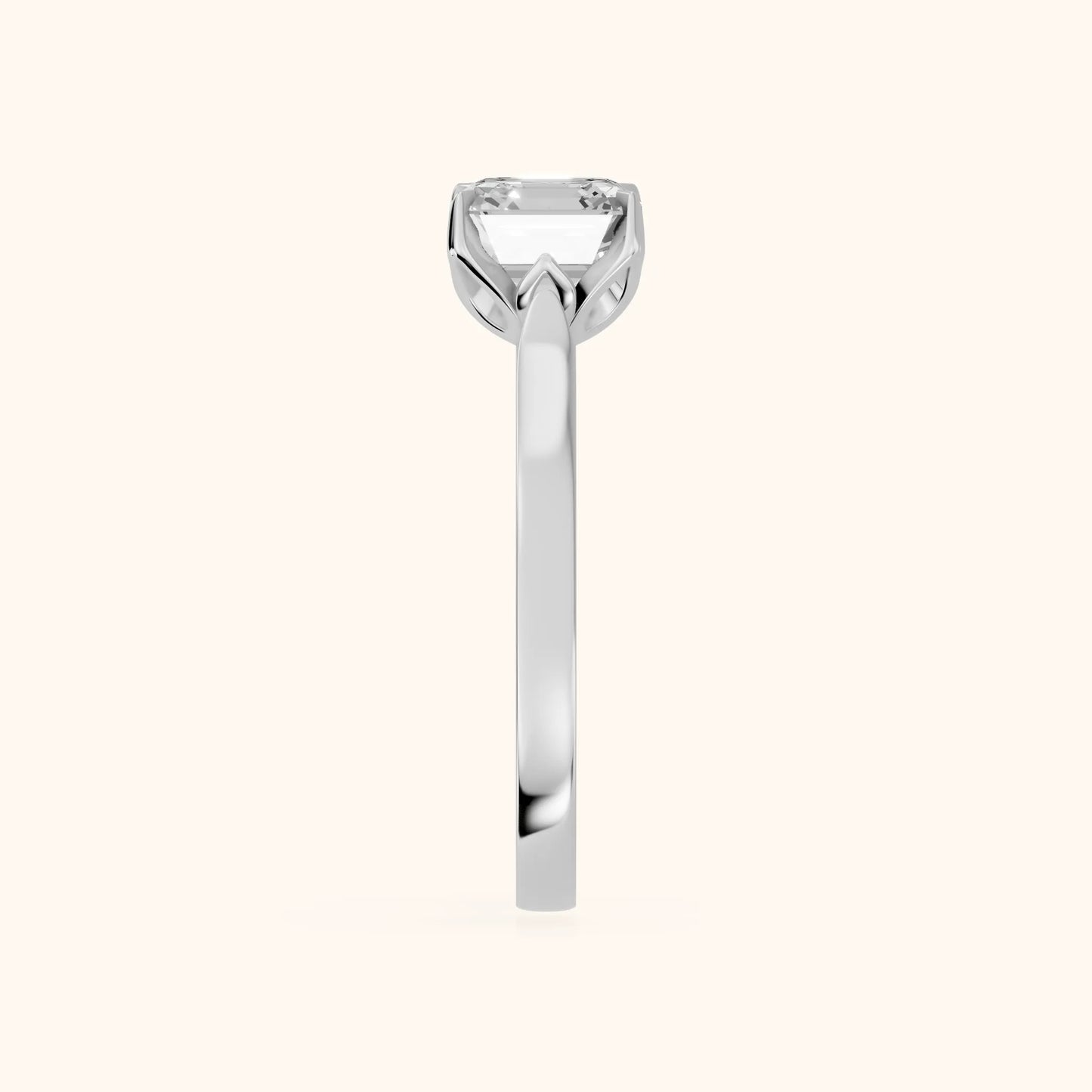 Isabella Bloom Solitaire Asscher Diamond Engagement Ring in Platinum - SideView