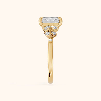 Mirabelle Cluster Radiant Diamond Engagement Ring in Yellow Gold - SideView.webp