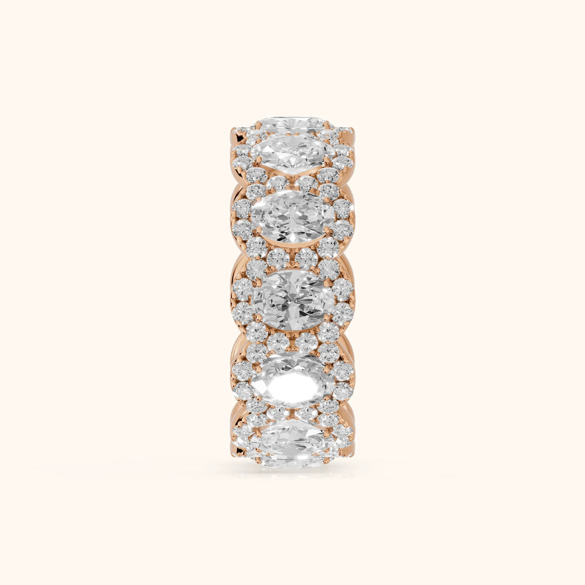 Delphine Pavé Oval Diamond Eternity Band in Rose Gold - SideView