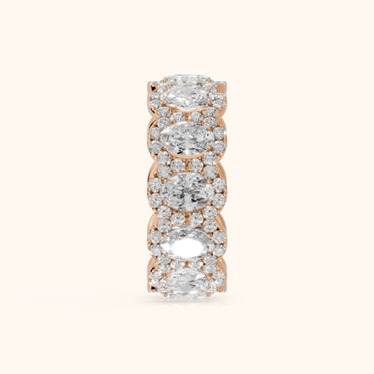 Delphine Pavé Oval Diamond Eternity Band in Rose Gold - SideView