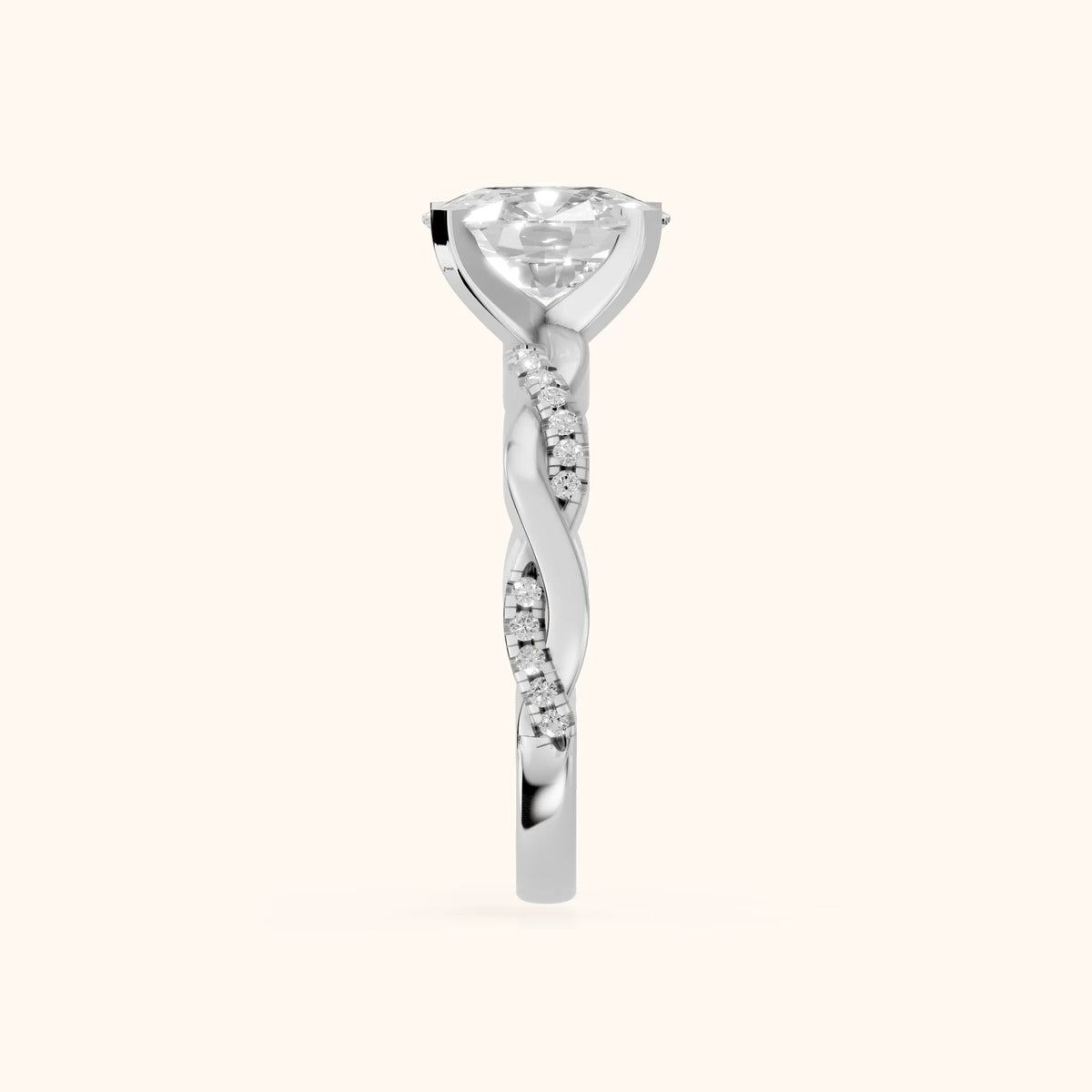 Primrose Pavé Twist Cushion Diamond Engagement Ring in White Gold - SideView.webp