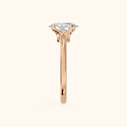 Flora Guardian Solitaire Oval Diamond Engagement Ring in Rose Gold - SideView
