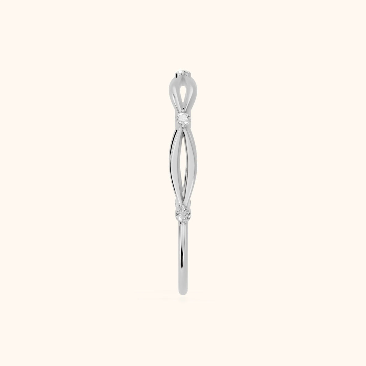 Ishani Petite Twist Round Diamond Wedding Band in Platinum - SideView