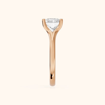 Nell Split Shank Solitaire Princess Diamond Engagement Ring in Rose Gold - SideView.webp