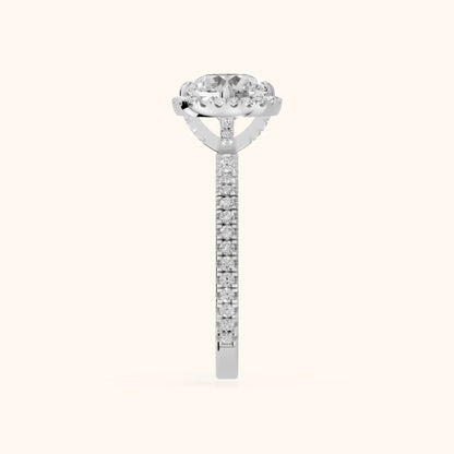 Rosemary Halo Pavé Round Diamond Engagement Ring in Silver - SideView.webp