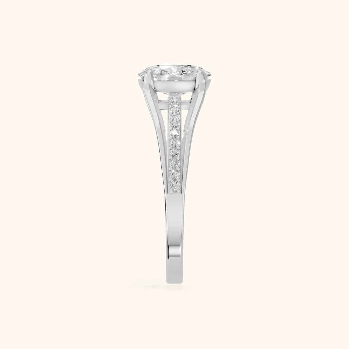 Lucinda Split Shank Cushion Diamond Engagement Ring in Silver - SideView.webp