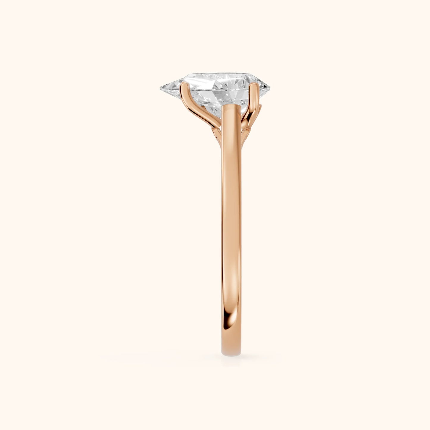 Iris Vintage Pear Diamond Engagement Ring in Rose Gold - SideView