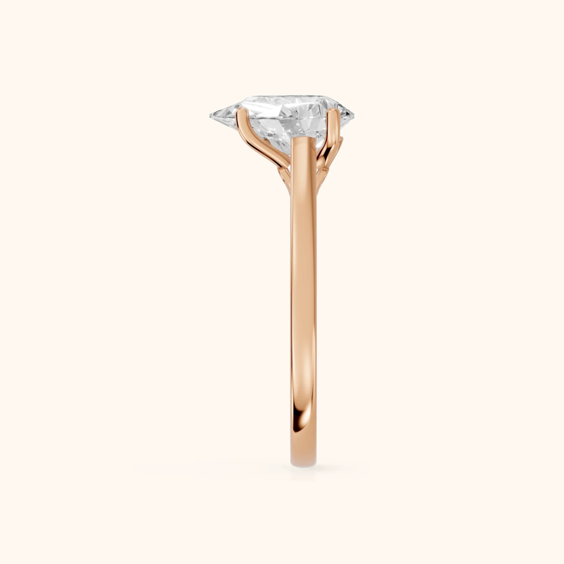 Iris Vintage Pear Diamond Engagement Ring in Rose Gold - SideView