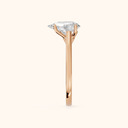 Iris Vintage Pear Diamond Engagement Ring in Rose Gold - SideView