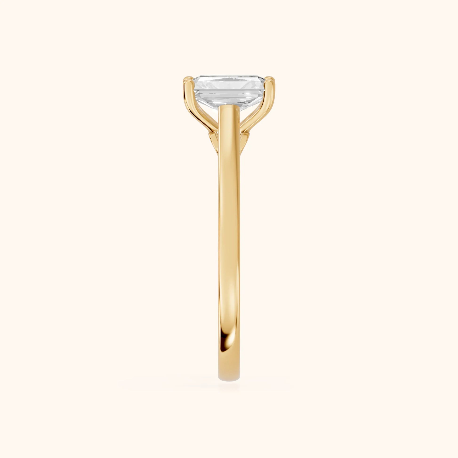 Iris Vintage Radiant Diamond Engagement Ring in Yellow Gold - SideView