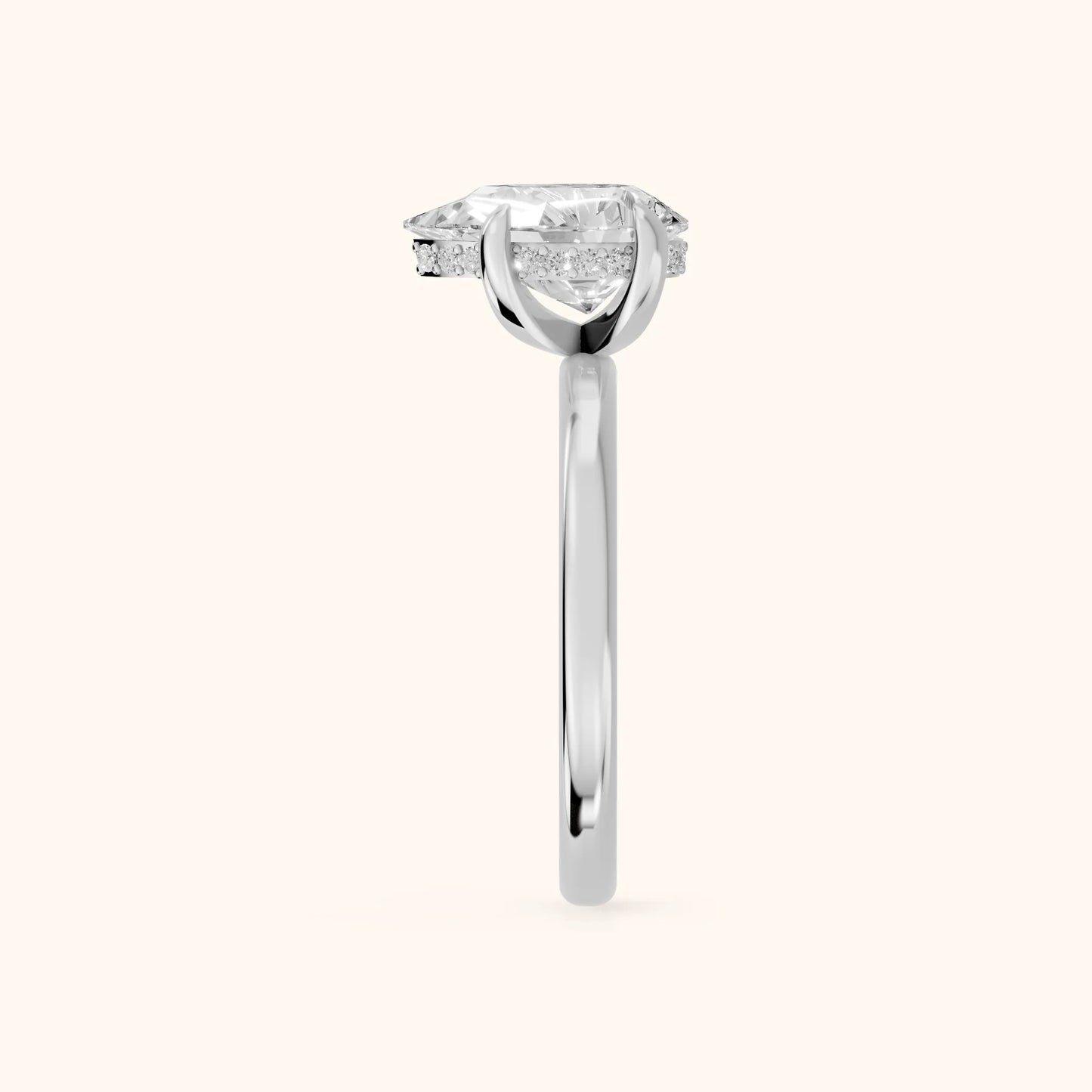 Charlotte Charm Solitaire Pear Diamond Engagement Ring in Silver - SideView