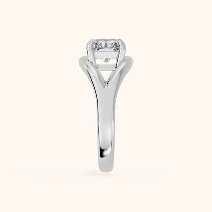Madeleine Split Shank Radiant Diamond Engagement Ring in Silver - SideView.webp