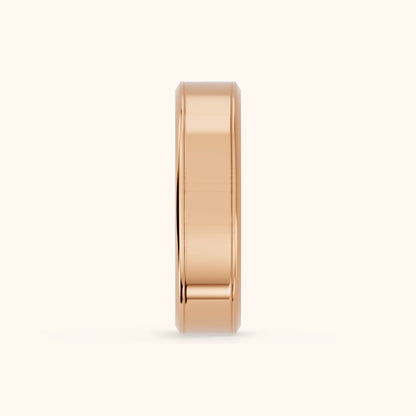 Anika Flat Beveled Wedding Band in Rose Gold - SideView