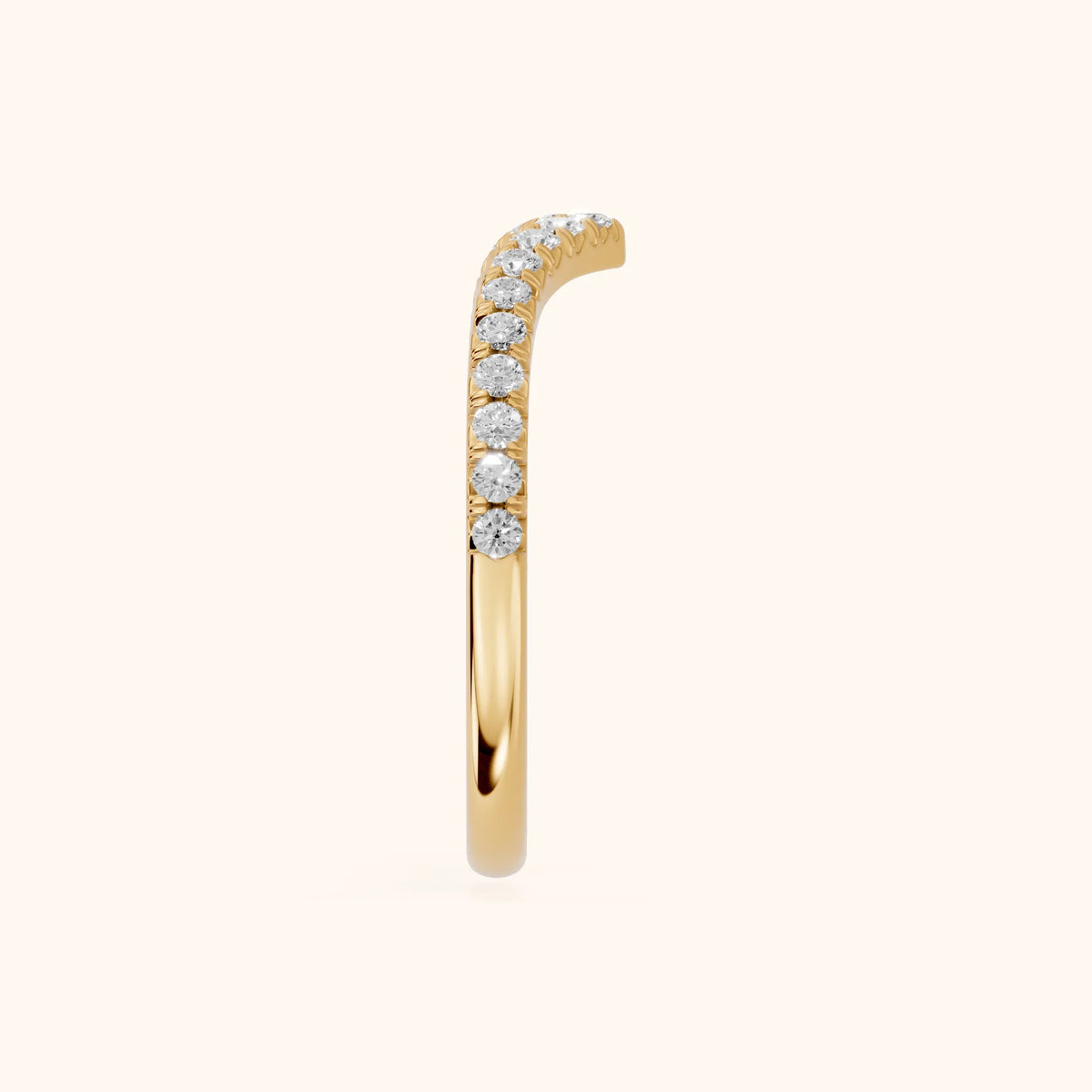 Melia Contour Pavé Round Diamond Stackable Ring in Yellow Gold - SideView