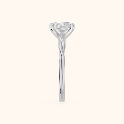 Iris Twist Cushion Diamond Engagement Ring in Platinum - SideView