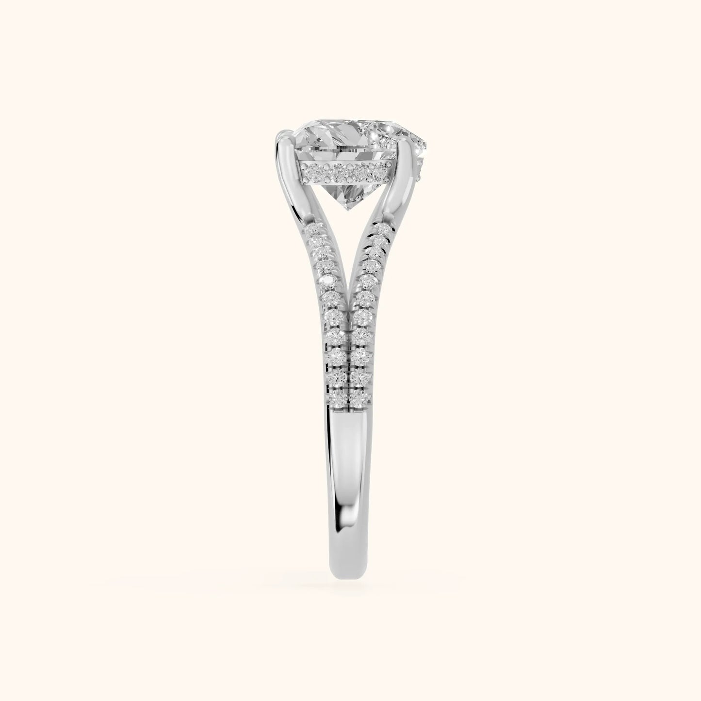 Eternal Embrace Solitaire Heart Diamond Engagement Ring in White Gold - SideView
