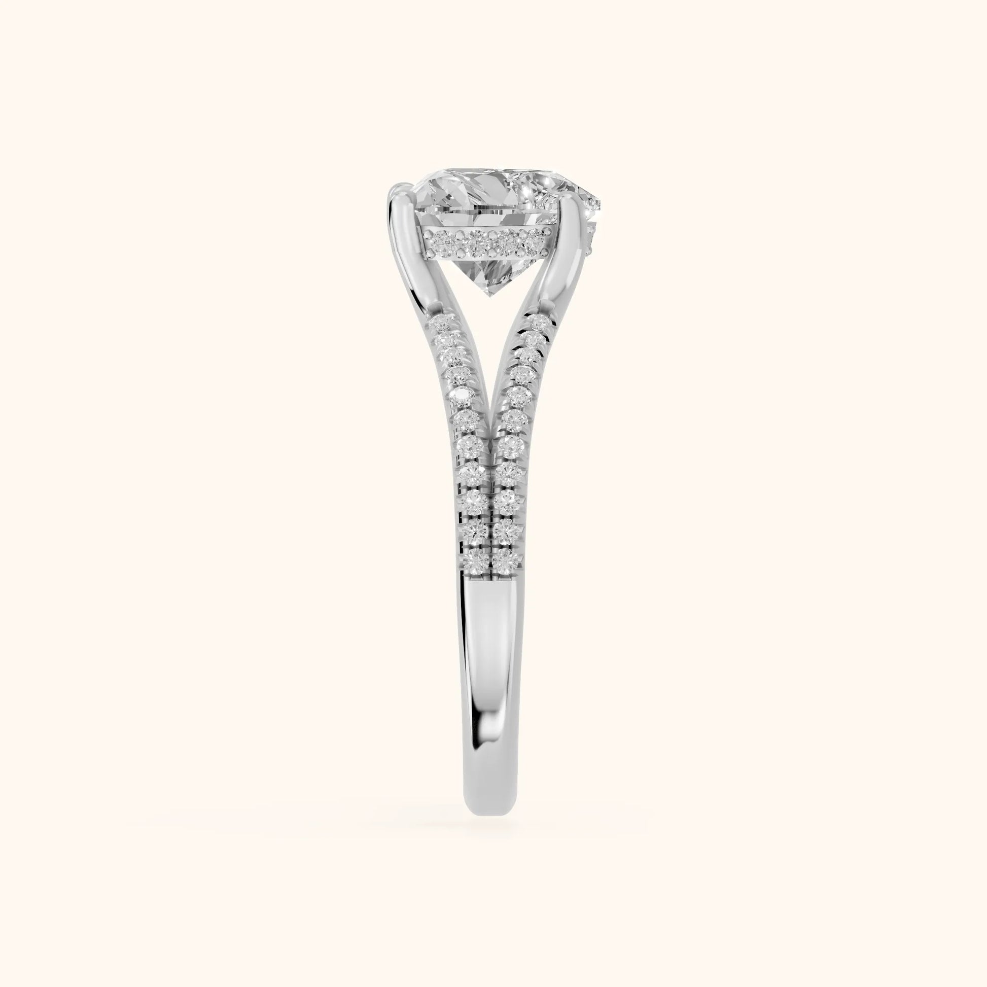 Eternal Embrace Solitaire Heart Diamond Engagement Ring in White Gold - SideView