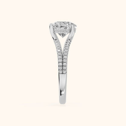 Eternal Embrace Solitaire Heart Diamond Engagement Ring in White Gold - SideView