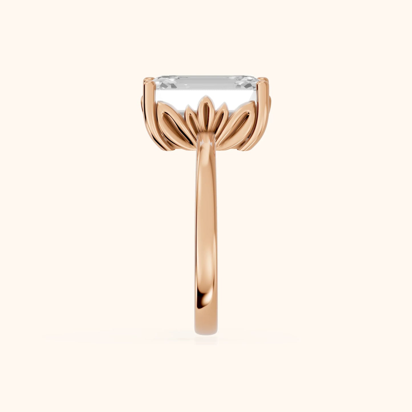 Emerald Cut Lab Grown Diamond Engagement Ring in Rose Gold