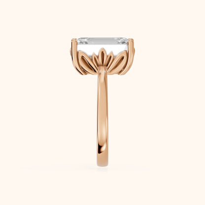 Emerald Cut Lab Grown Diamond Engagement Ring in Rose Gold