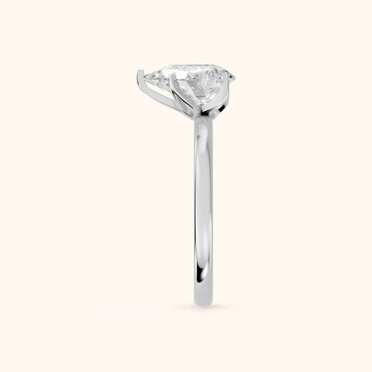 Serena Blossom Solitaire Pear Diamond Engagement Ring in White Gold - SideView