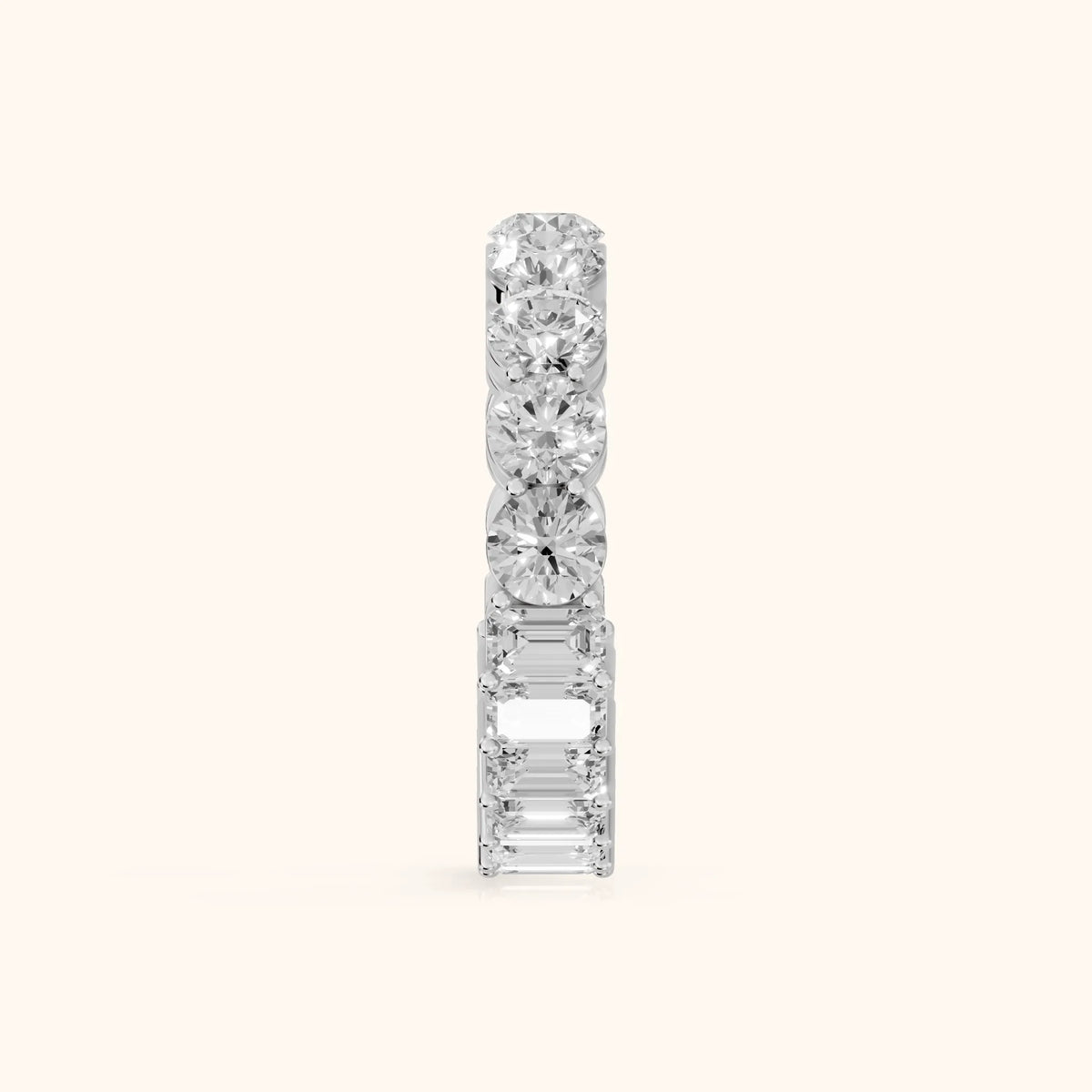 Malia Shared Prong Round & Emerald Diamond Eternity Band in Platinum - SideView