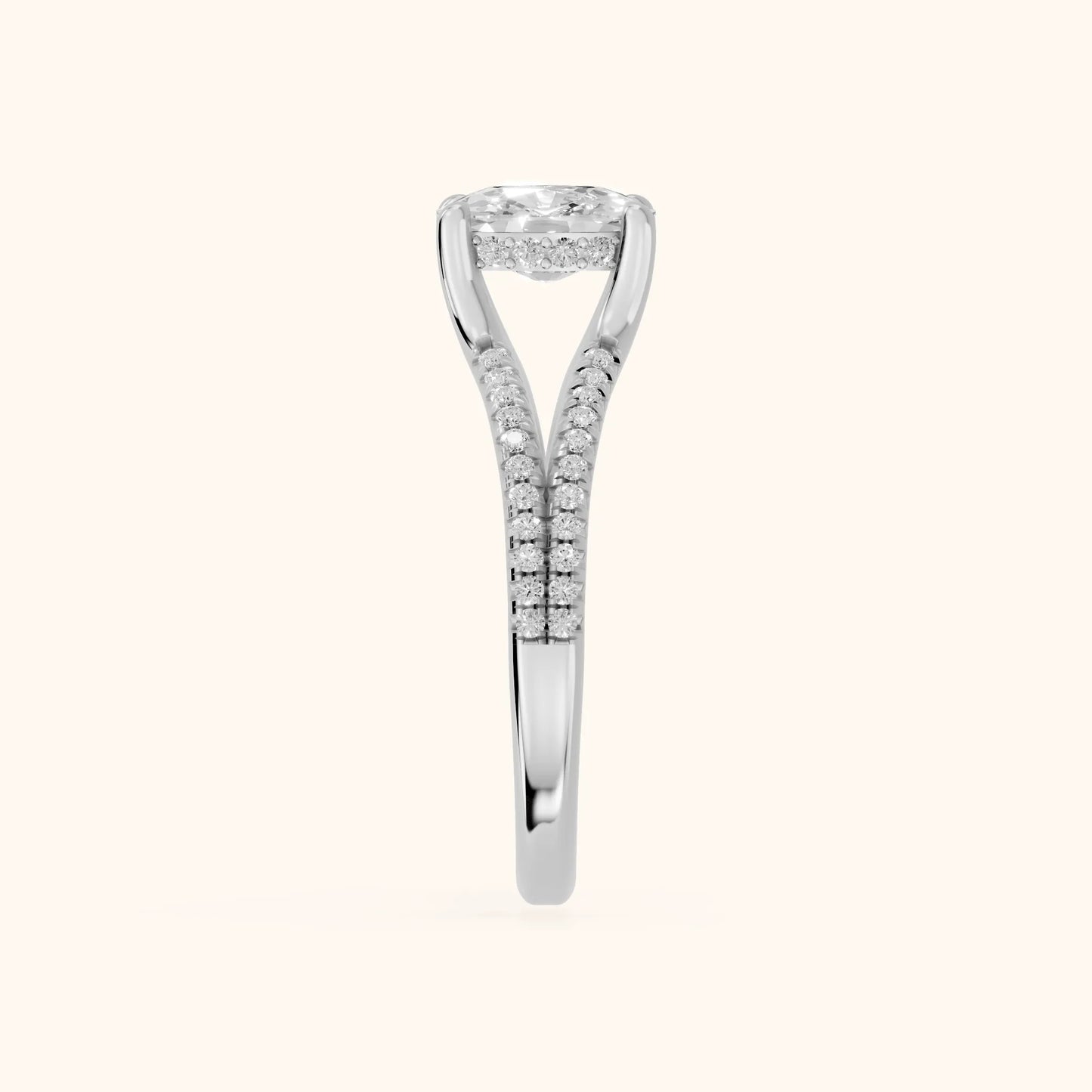 Eternal Embrace Solitaire Cushion Diamond Engagement Ring in Silver - SideView