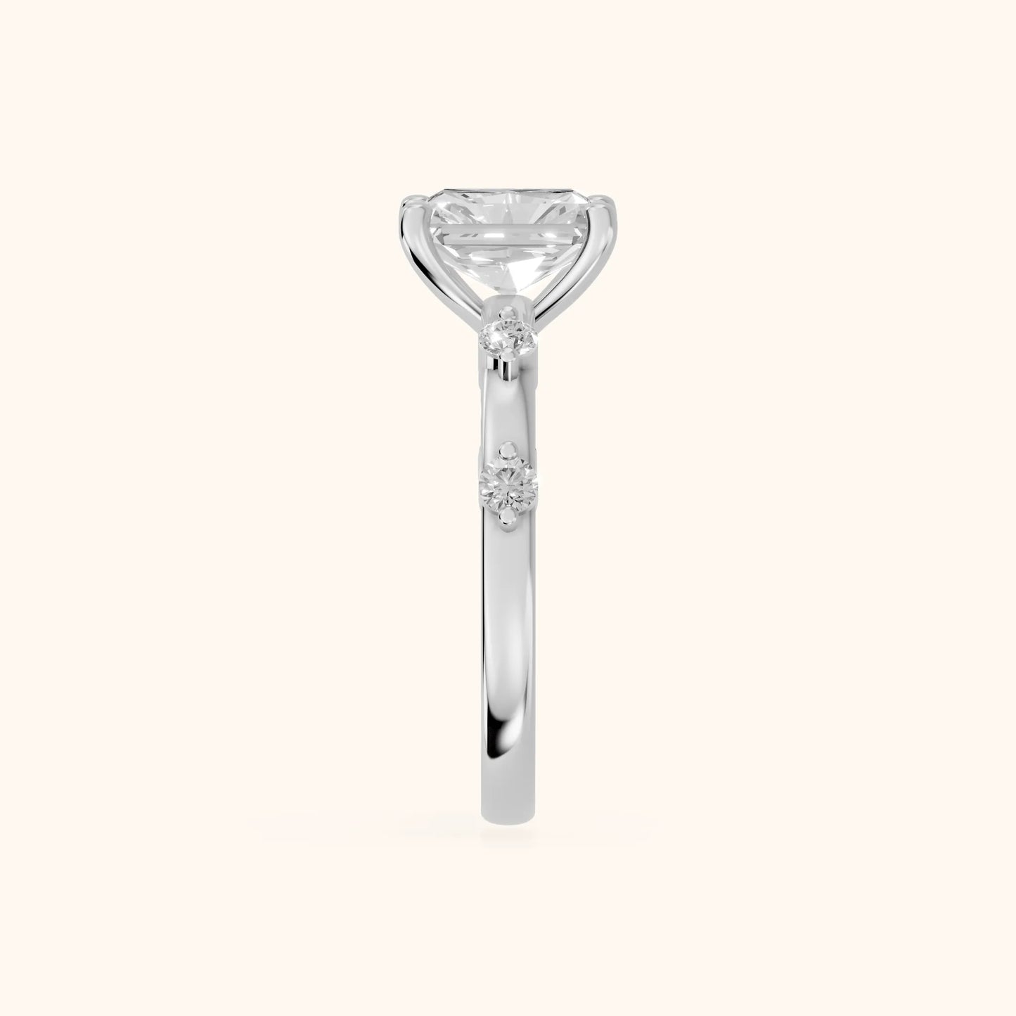 Elena Radiance Radiant Diamond Engagement Ring in White Gold - SideView