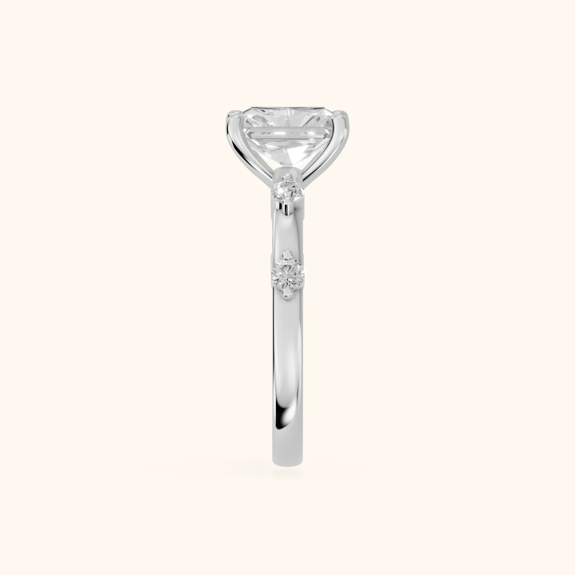 Elena Radiance Radiant Diamond Engagement Ring in White Gold - SideView