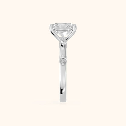 Elena Radiance Radiant Diamond Engagement Ring in White Gold - SideView