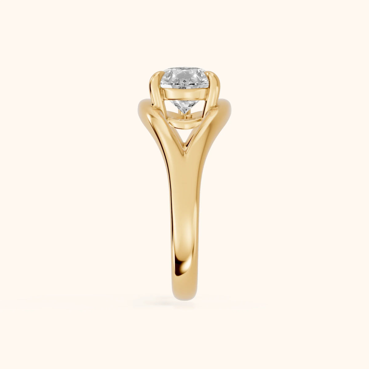 Madeleine Split Shank Pear Diamond Engagement Ring in Yellow Gold - SideView.webp