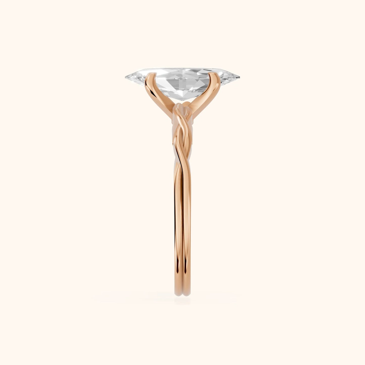 Iris Twist Marquise Diamond Engagement Ring in Rose Gold - SideView