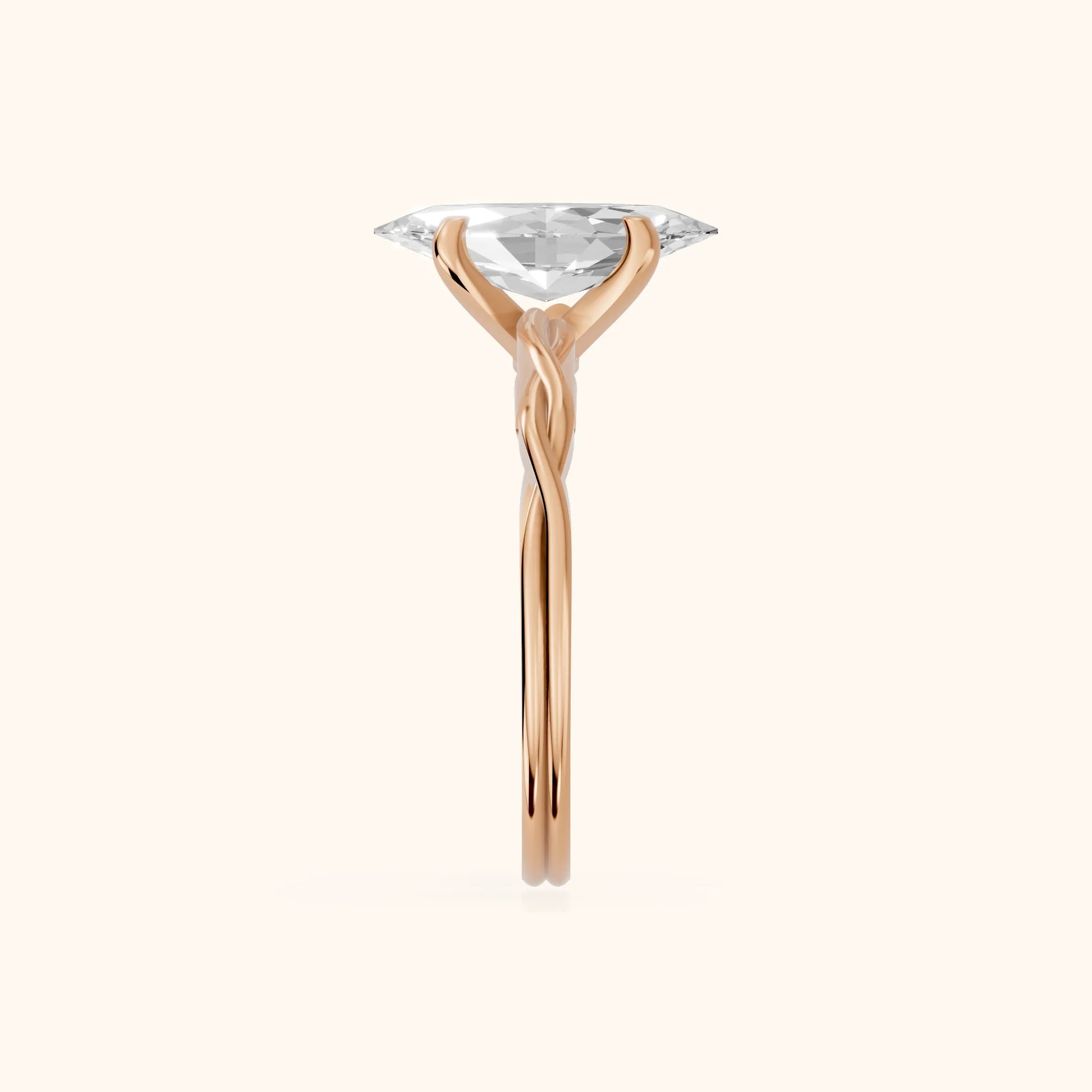 Iris Twist Marquise Diamond Engagement Ring in Rose Gold - SideView